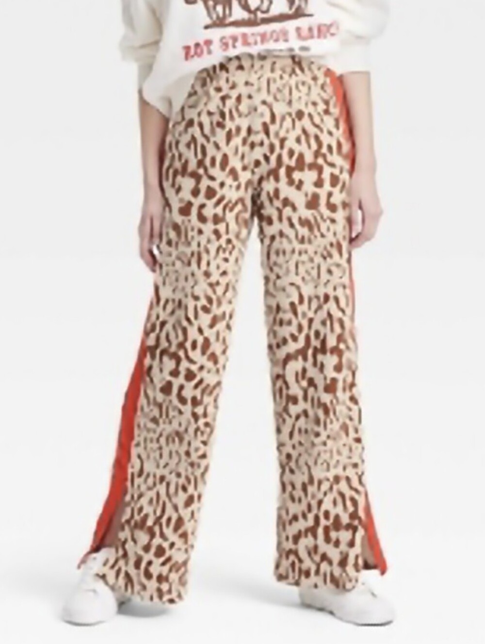 Grayson Threads Leopard Wide-leg Sweatpants Women's Size Medium Red Stripes